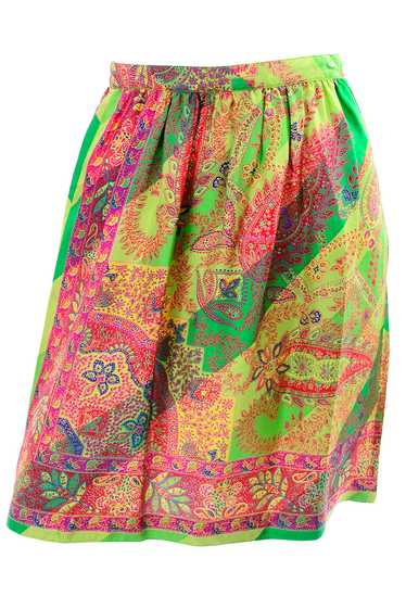 1994 Gianni Versace Silk Scarf Print Skirt in Yell