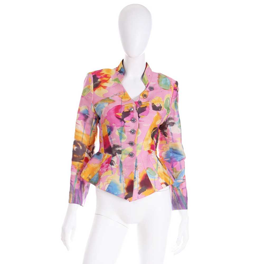 1997 Christian Lacroix Pink Abstract Print Jacket… - image 5