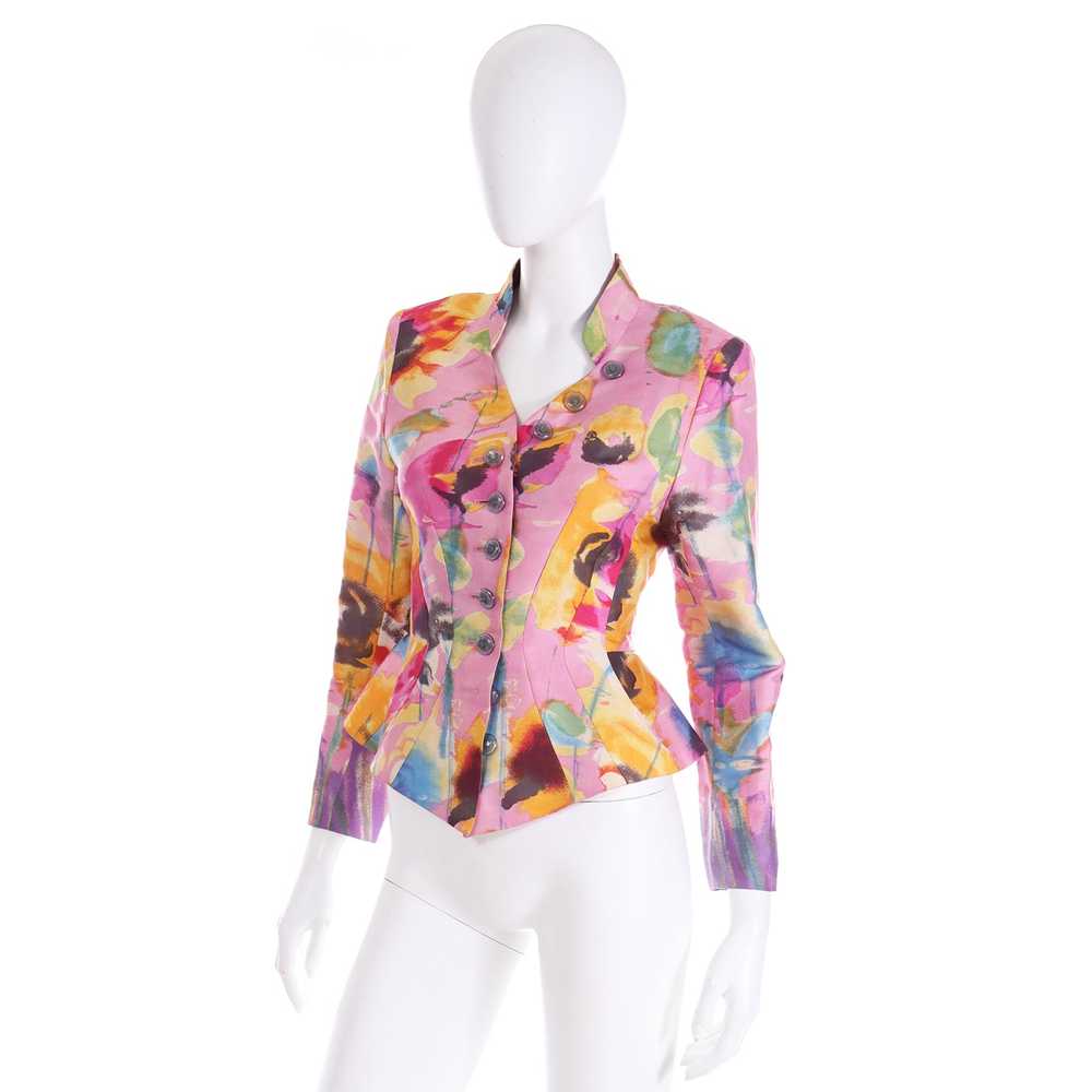 1997 Christian Lacroix Pink Abstract Print Jacket… - image 6