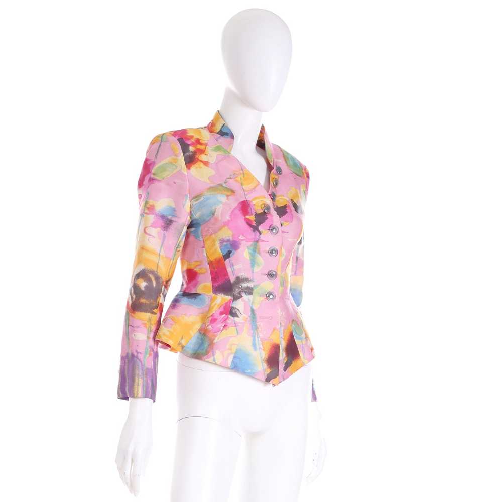 1997 Christian Lacroix Pink Abstract Print Jacket… - image 8
