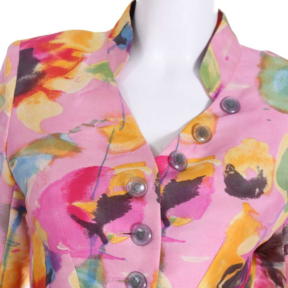 1997 Christian Lacroix Pink Abstract Print Jacket… - image 9