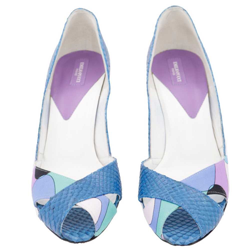 2000s Unworn Pucci Shoes Blue & Purple Snakeskin … - image 3