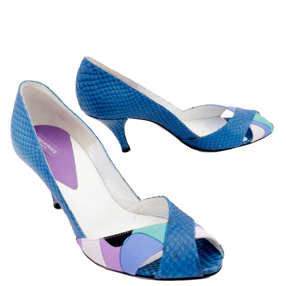 2000s Unworn Pucci Shoes Blue & Purple Snakeskin … - image 4