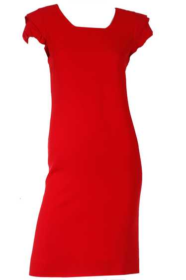 2000s Valentino Red Crepe Dress w/ Draped Back - image 1
