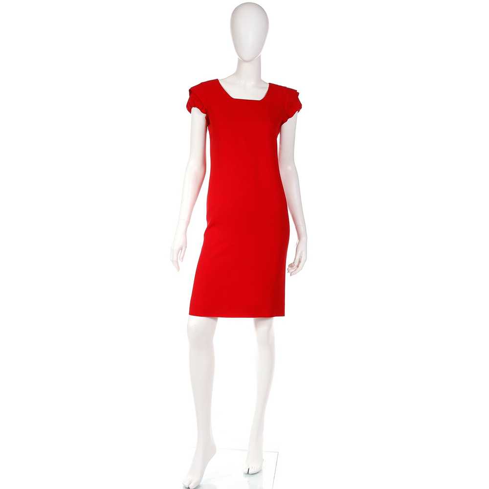 2000s Valentino Red Crepe Dress w/ Draped Back - image 2