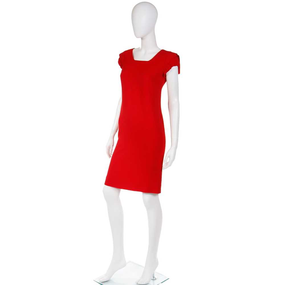 2000s Valentino Red Crepe Dress w/ Draped Back - image 3