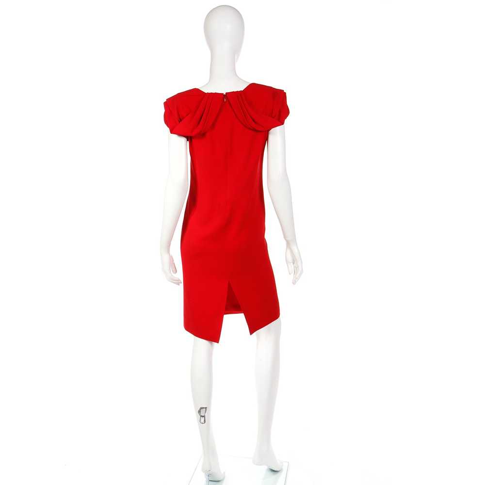 2000s Valentino Red Crepe Dress w/ Draped Back - image 4
