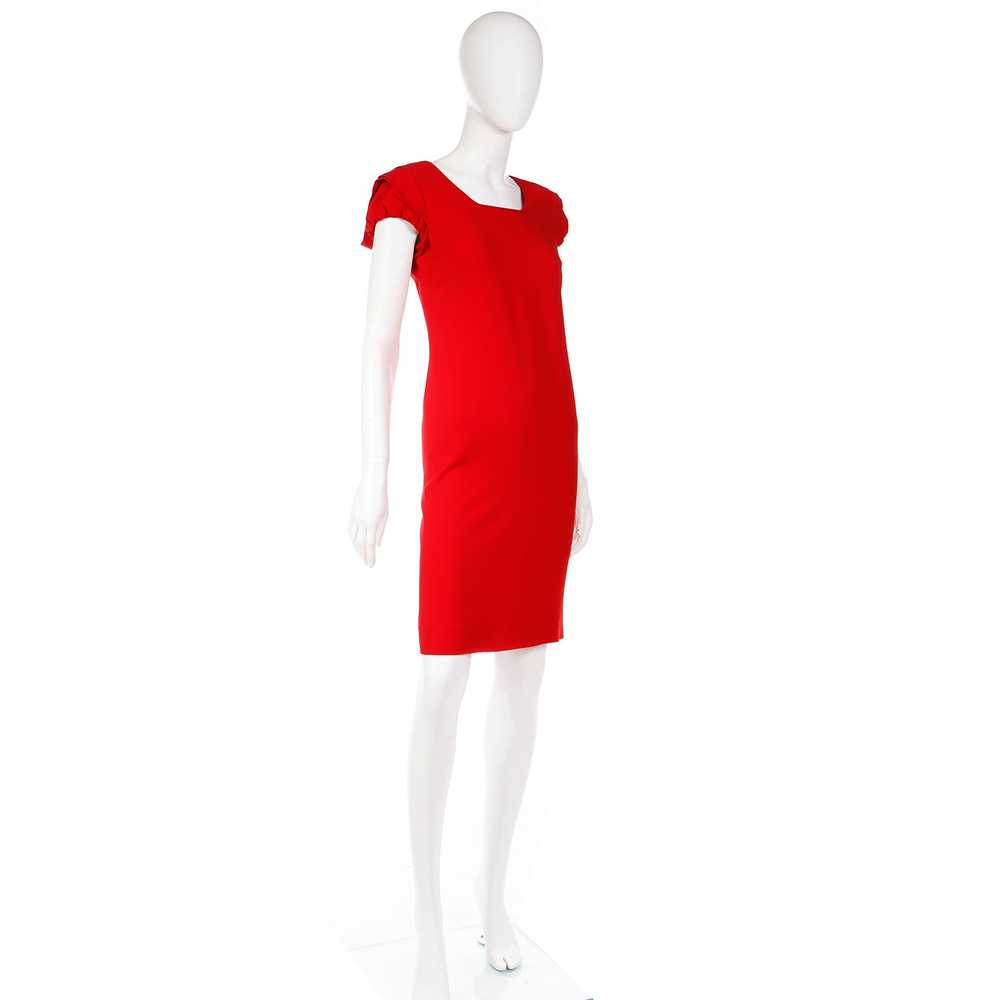 2000s Valentino Red Crepe Dress w/ Draped Back - image 5