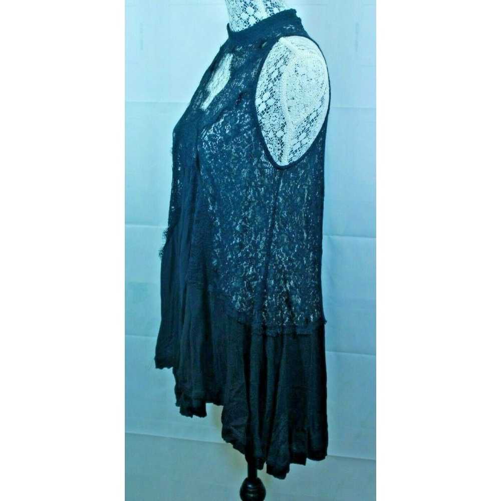Free People Boho Black Lace Top Dress Flowy Sleev… - image 3