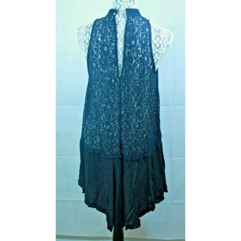 Free People Boho Black Lace Top Dress Flowy Sleev… - image 4