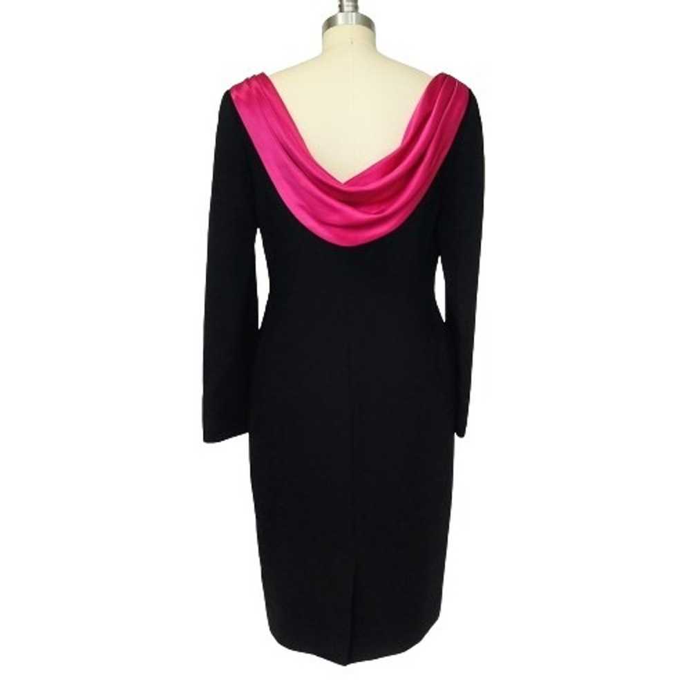 Vintage 80's Drape Back Sheath Dress Size 6 Black… - image 3