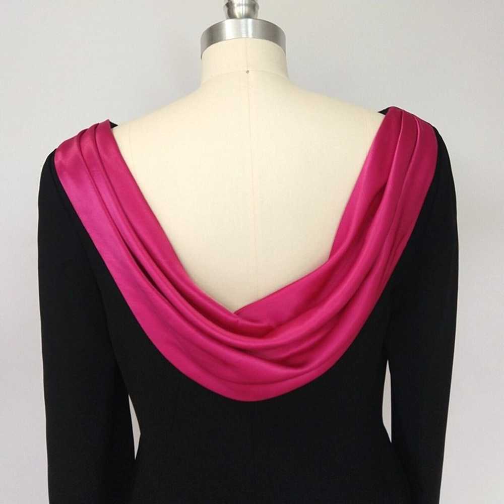 Vintage 80's Drape Back Sheath Dress Size 6 Black… - image 4