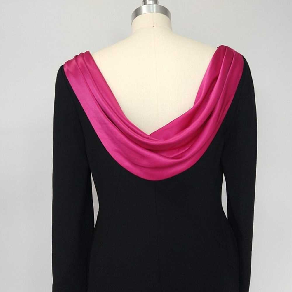 Vintage 80's Drape Back Sheath Dress Size 6 Black… - image 5