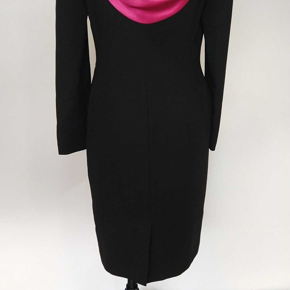 Vintage 80's Drape Back Sheath Dress Size 6 Black… - image 6