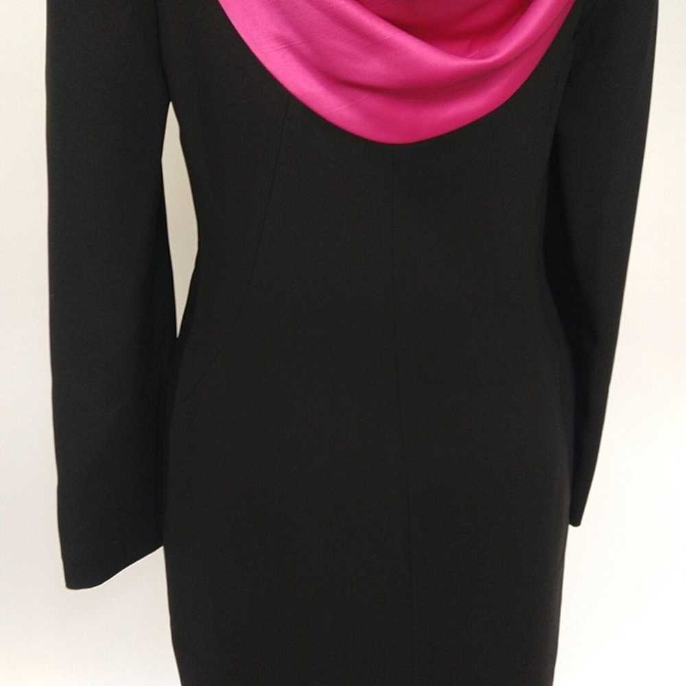 Vintage 80's Drape Back Sheath Dress Size 6 Black… - image 7