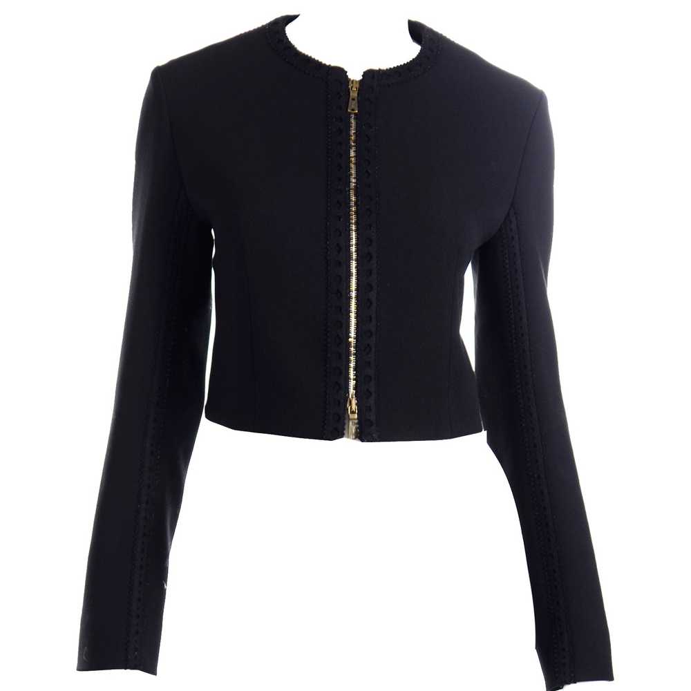 2000s Yves Saint Laurent Black Cropped Zip Front … - image 12