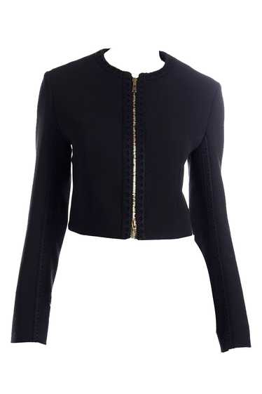 2000s Yves Saint Laurent Black Cropped Zip Front … - image 1