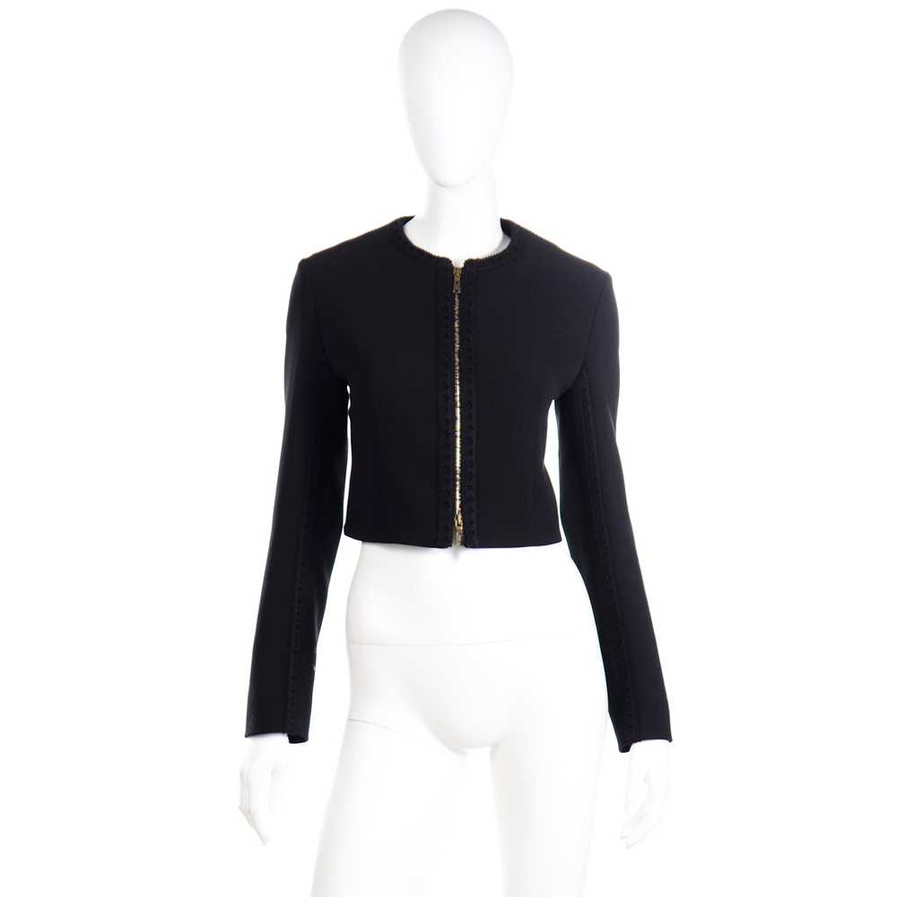 2000s Yves Saint Laurent Black Cropped Zip Front … - image 2