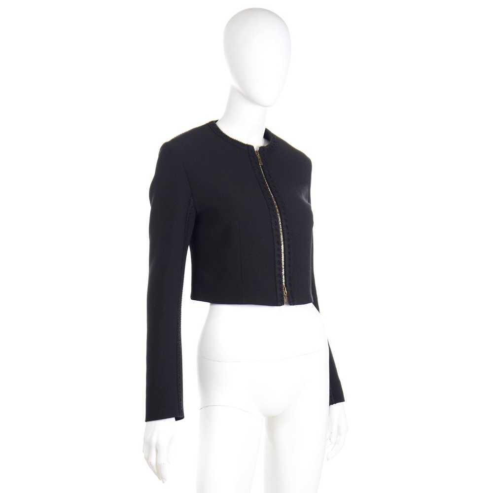 2000s Yves Saint Laurent Black Cropped Zip Front … - image 3