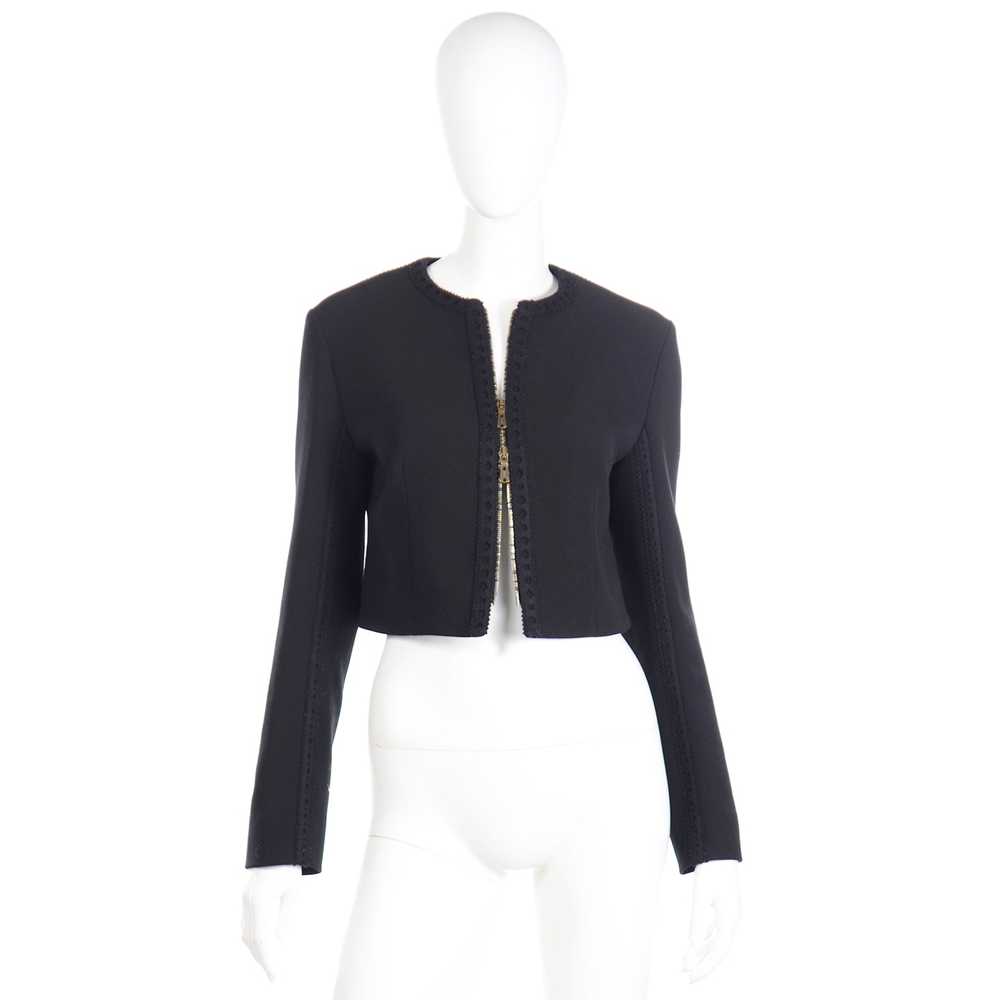 2000s Yves Saint Laurent Black Cropped Zip Front … - image 6