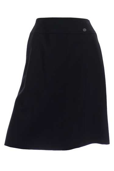 2001 Spring Summer Chanel Black Wool Skirt W CC Lo