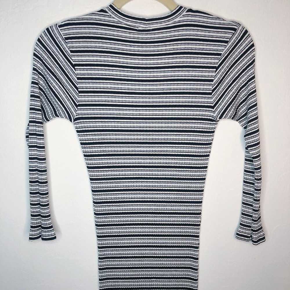 MONROW Stretchy Striped White Black Grey Rib Knit… - image 10