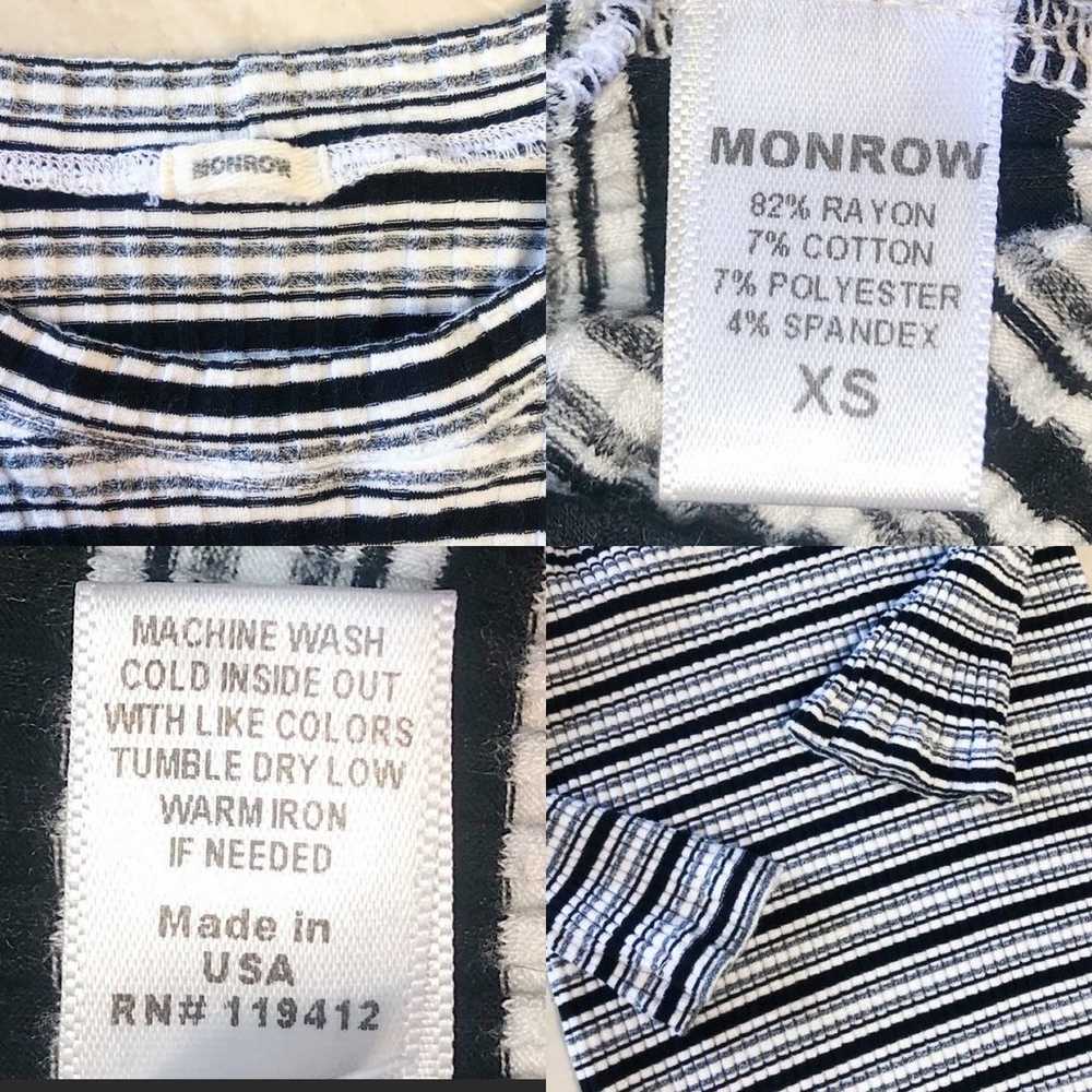 MONROW Stretchy Striped White Black Grey Rib Knit… - image 11