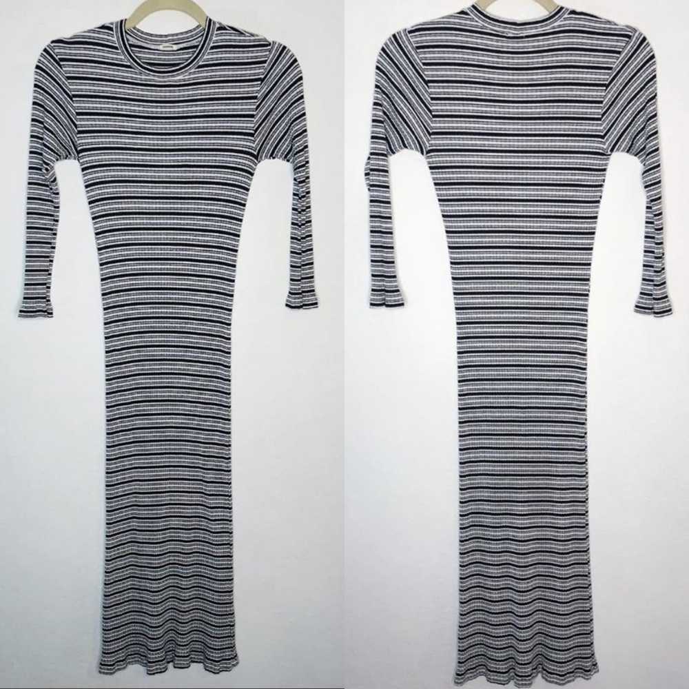 MONROW Stretchy Striped White Black Grey Rib Knit… - image 2