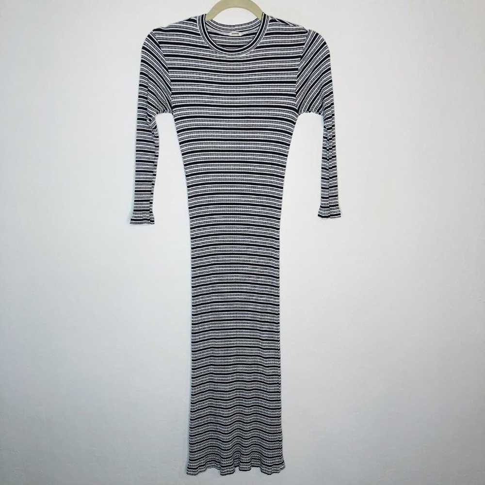 MONROW Stretchy Striped White Black Grey Rib Knit… - image 3