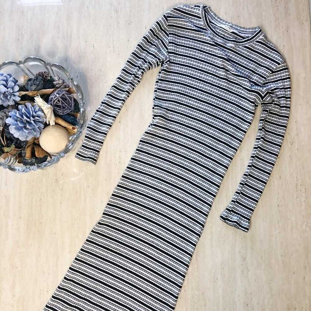 MONROW Stretchy Striped White Black Grey Rib Knit… - image 5