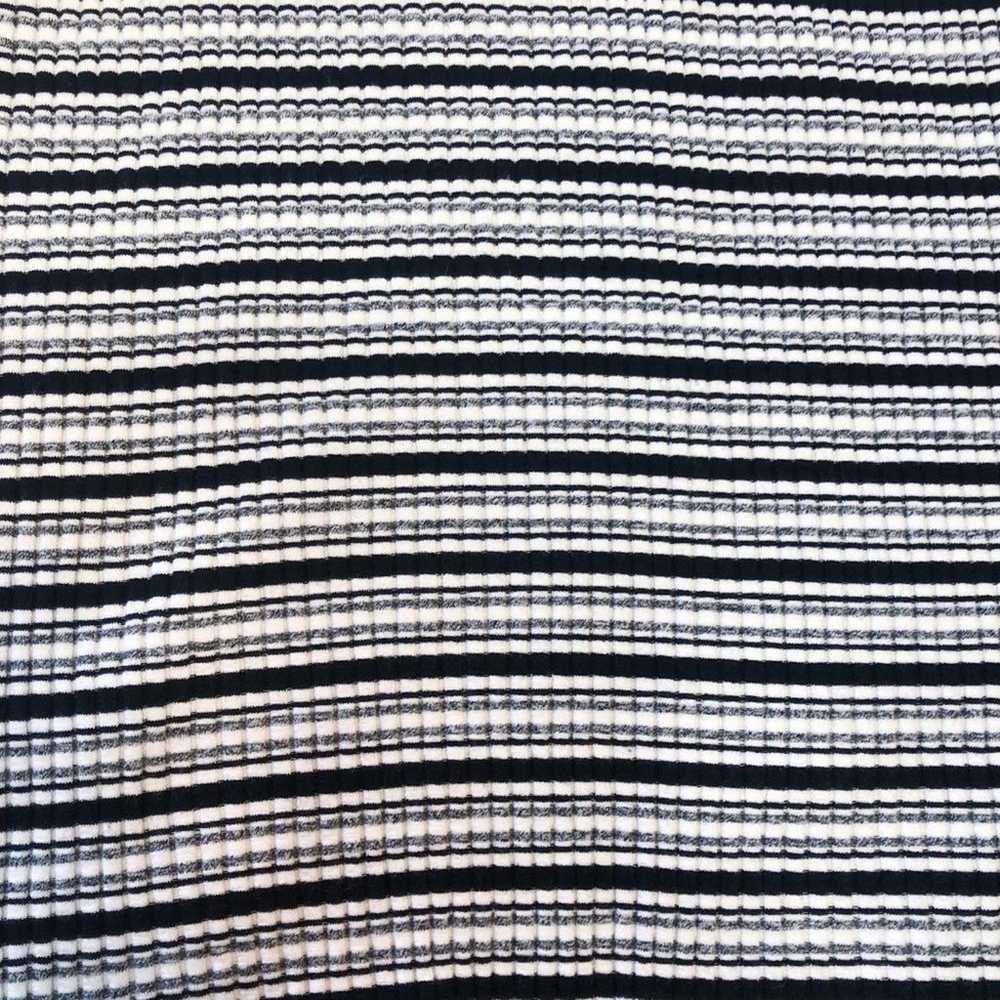 MONROW Stretchy Striped White Black Grey Rib Knit… - image 8