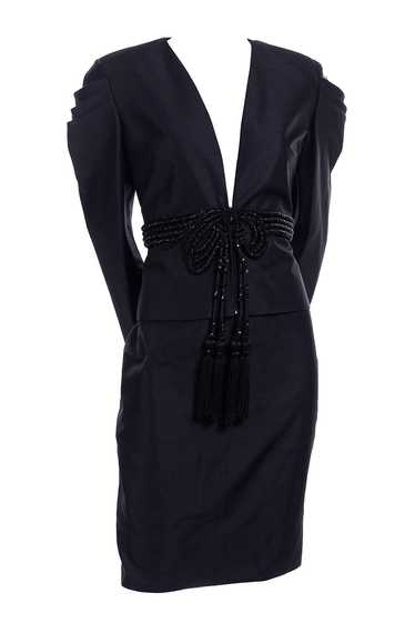 2006 Valentino Black Silk Skirt Suit w/ Beaded Tas