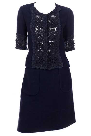 2007 Oscar de la Renta 2pc Black Skirt & Jacket Su