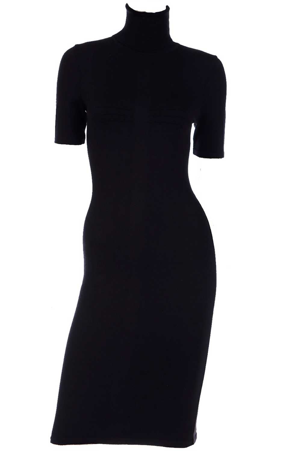 2008 Versace Black Knit Bodycon Dress W Raised St… - image 1