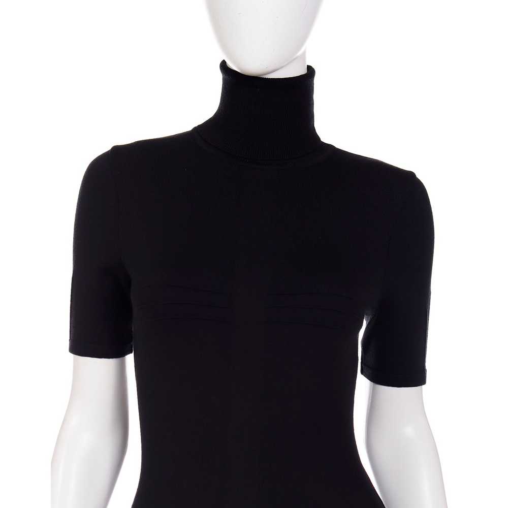 2008 Versace Black Knit Bodycon Dress W Raised St… - image 7