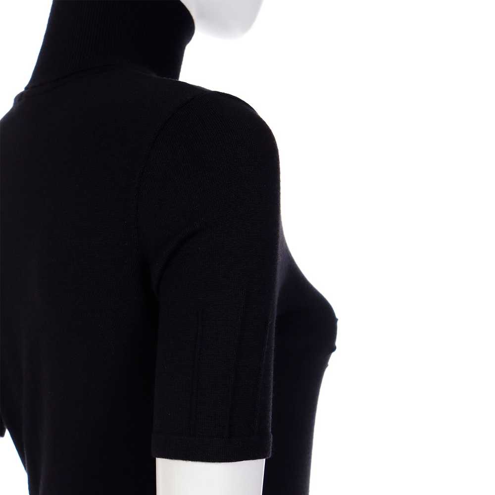2008 Versace Black Knit Bodycon Dress W Raised St… - image 9