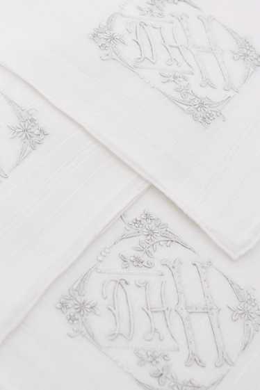 3 Vintage Monogrammed Handkerchiefs DHH White Line
