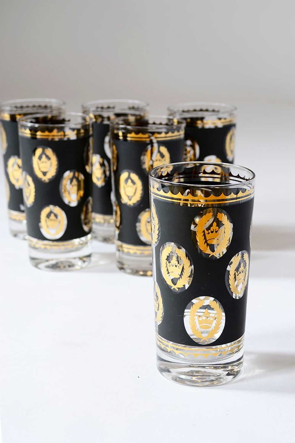 6 G Reeves Libbey Glass Mid Century 22k Gold & Bl… - image 3