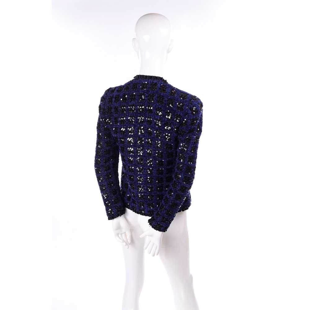 Adolfo Vintage Blue W Black Sequins Evening Jacket - image 6