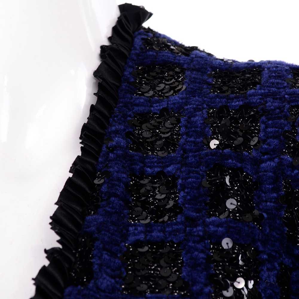 Adolfo Vintage Blue W Black Sequins Evening Jacket - image 7