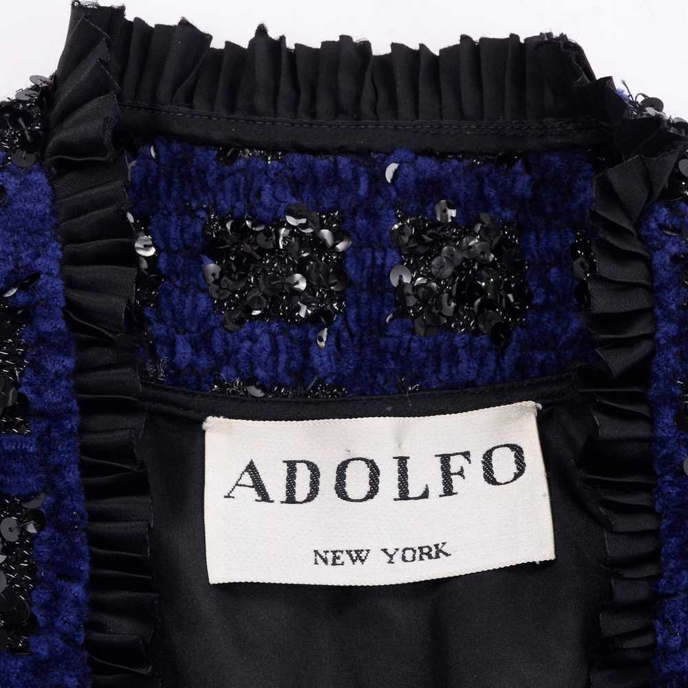 Adolfo Vintage Blue W Black Sequins Evening Jacket - image 9