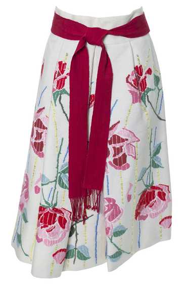 Aida 1960s Vintage Embroidered Floral Skirt Freder