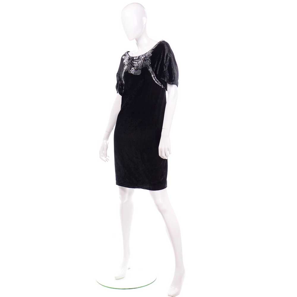 Alberta Ferretti Beaded Sequins Black Velvet Even… - image 5