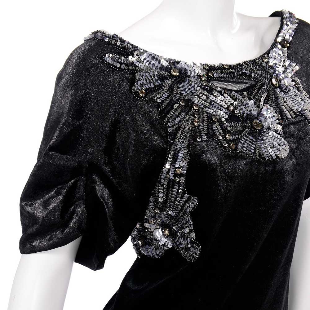 Alberta Ferretti Beaded Sequins Black Velvet Even… - image 6
