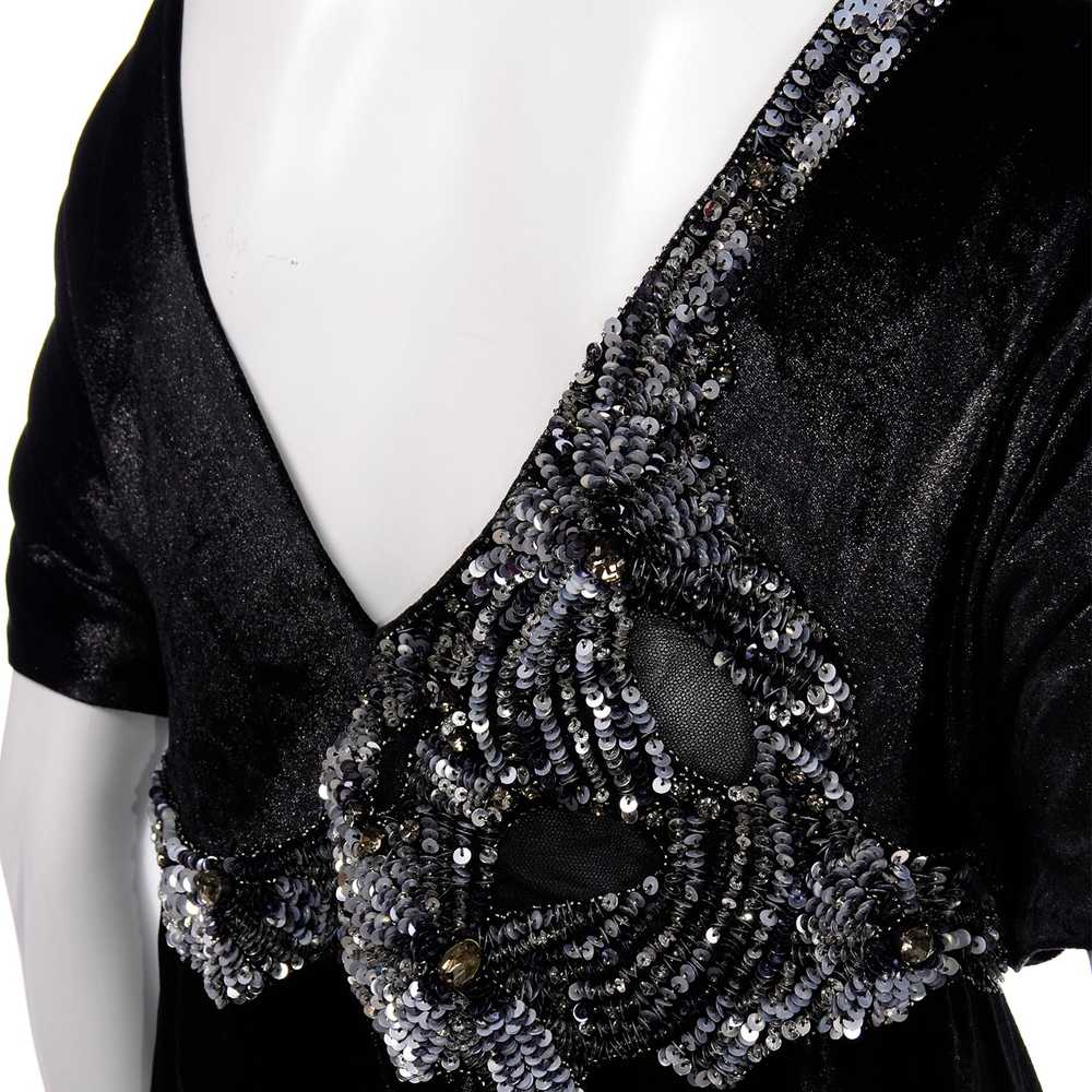 Alberta Ferretti Beaded Sequins Black Velvet Even… - image 7