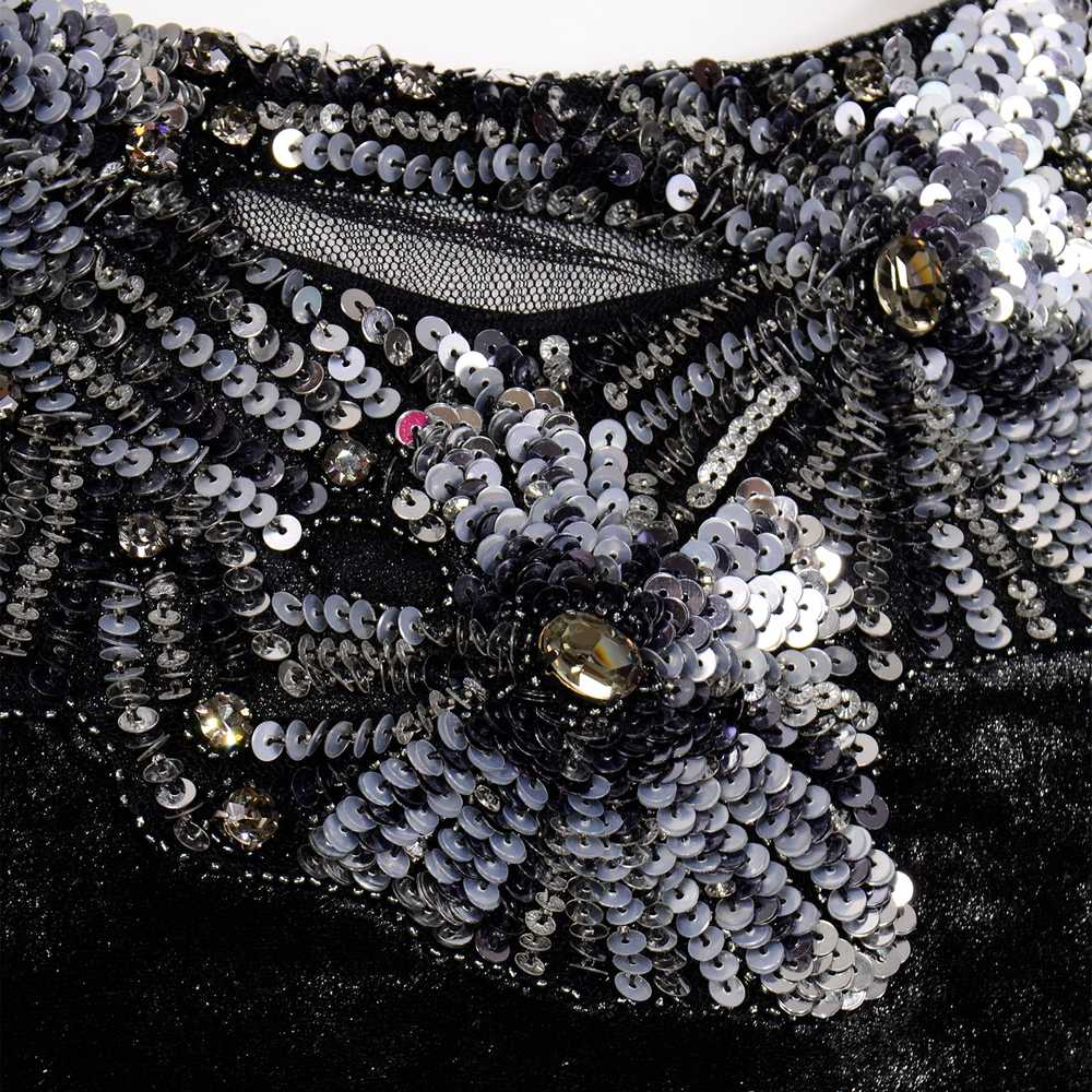 Alberta Ferretti Beaded Sequins Black Velvet Even… - image 8