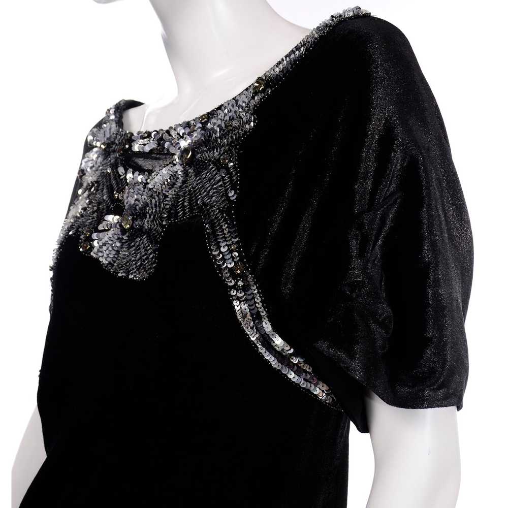 Alberta Ferretti Beaded Sequins Black Velvet Even… - image 9