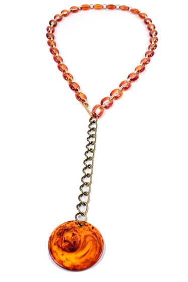 Amber Lucite Chain Link Belt or Necklace with Circ