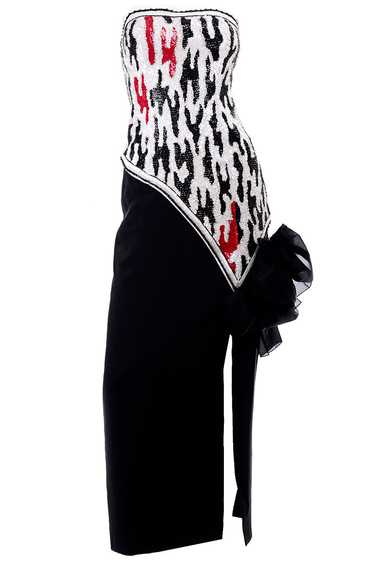 Ann Lawrence Vintage Red Black & White Beaded Sequ