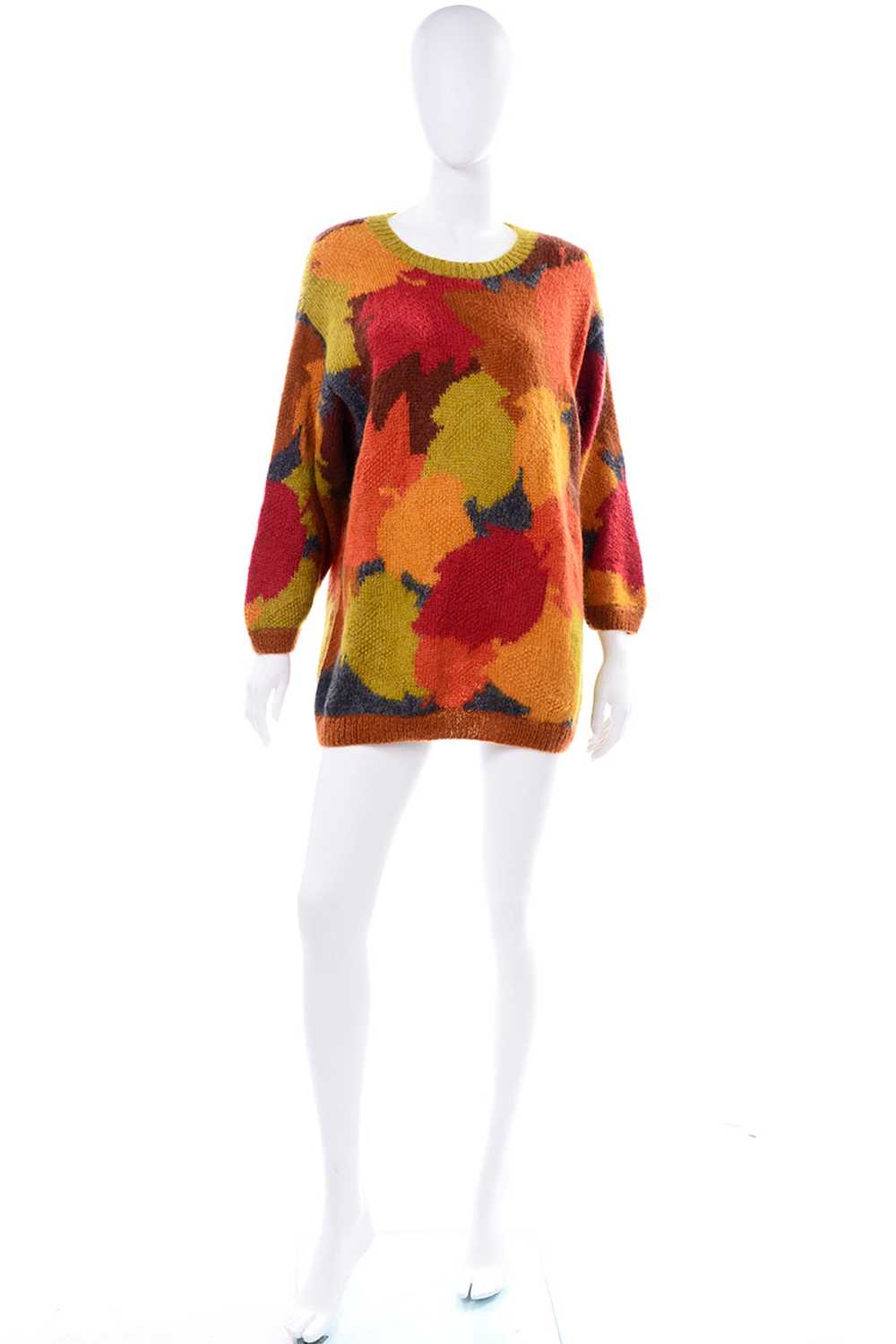 Anne Klein Vintage Mohair Fall Leaf Print Sweater… - image 2